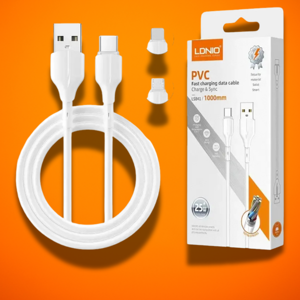 LDNIO LS841/L842 USB Type C Fast Charging Cable , 25W USB Cable for iOS and Micro Type-C Devices, Fast Charger and Data Cable for Phones