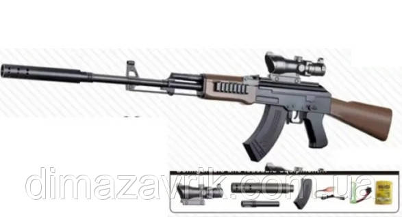 Children's AK-47 assault rifle 87 cm Orbigan 667-1 battery-operated, silencer, shoots orbs, USB For You