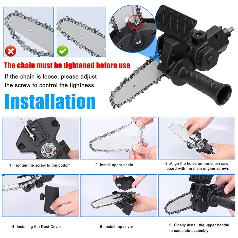 6 Inch Chainsaw Adapter Electric Drill Adaptor to Electric Chainsaw DIY Woodworking Adapter Cutting Power Tool