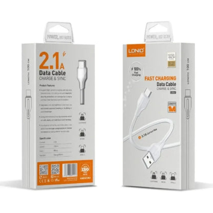 2.1A fast charging USB to Type-C data cable packaging, 100cm length, for sync and charge