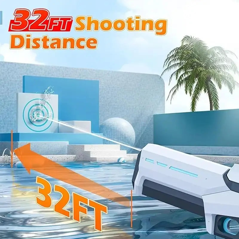 Moonmen Electric Water Guns for Adults Kids, Automatic Suction Water Gun with Waterproof Design & 25-32Ft Shooting Range, Summer Swimming Pool Beach Outdoor Party Toys (White) AbouNazih Store
